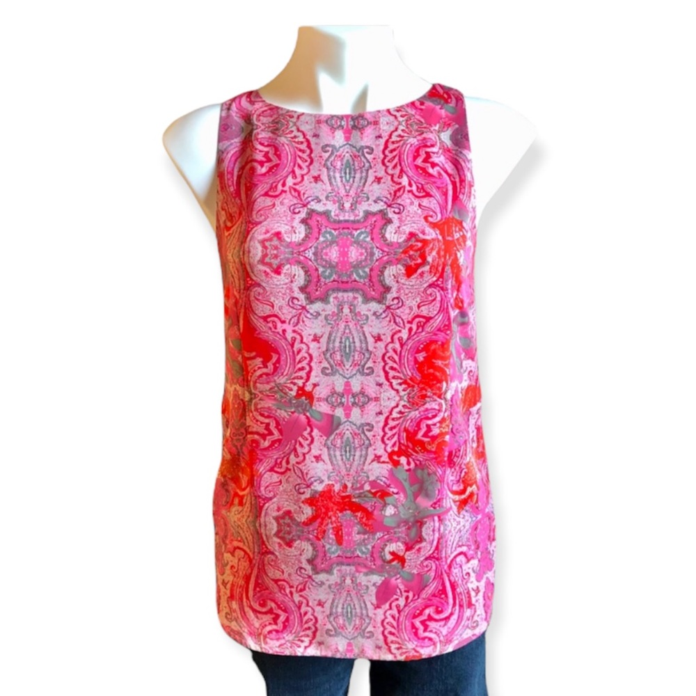 3/$20 CABI 127 Jubilee Pink Paisley Sleeveless Dressy Tank Top XS